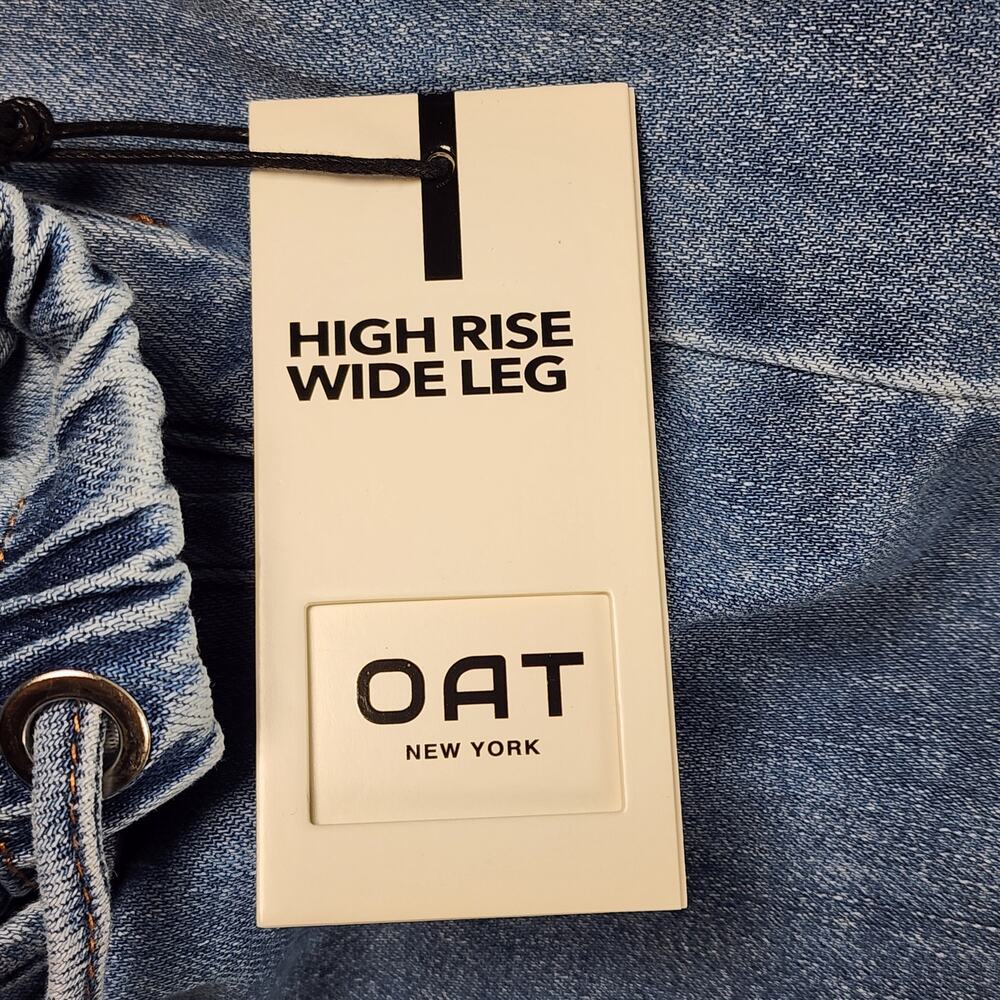 OAT NY Wide Leg Jeans Elastic Waist Drawstring 4/27 NWT - Picture 13 of 15